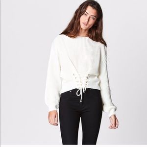 LF Seek The Label Lace Up Cropped Sweater Ivory XS